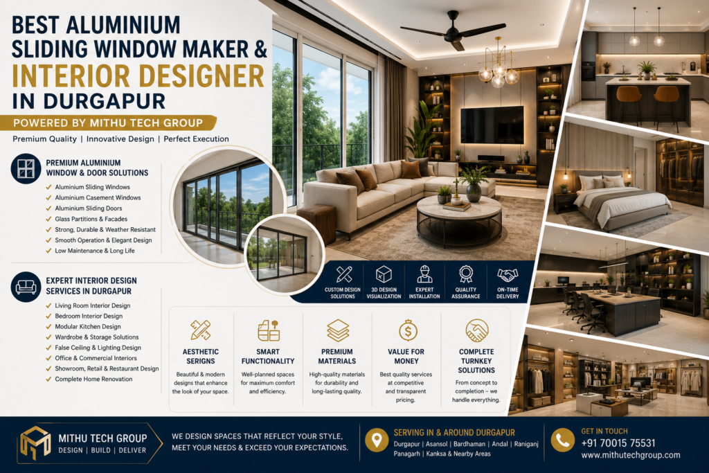 Best Aluminium Sliding Window Maker & Interior Designer in Durgapur | Premium Aluminium Windows, Modular Kitchen, Home & Commercial Interior Design Services - 2025 2 Best Aluminium Sliding Window Maker & Interior Designer in Durgapur | Premium Aluminium Windows, Modular Kitchen, Home & Commercial Interior Design Services - 2025