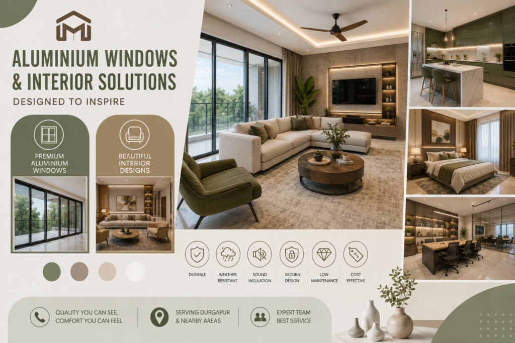 Best Aluminium Sliding Window Maker & Interior Designer in Durgapur | Premium Aluminium Windows, Modular Kitchen, Home & Commercial Interior Design Services - 2025