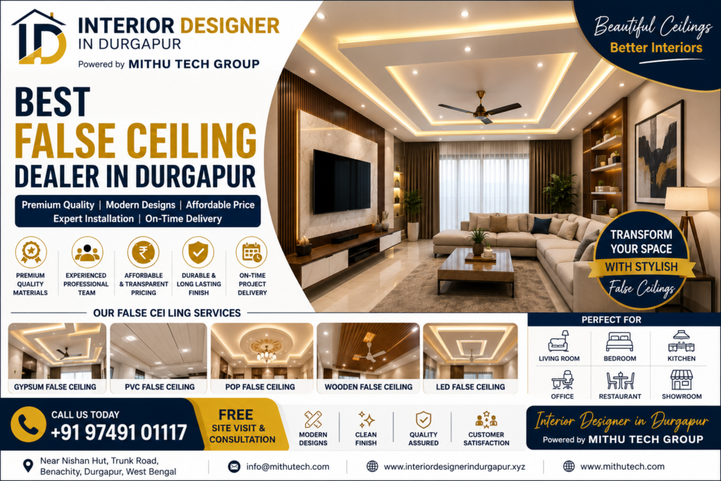 Best False Ceiling Dealer in Durgapur | Gypsum, PVC & POP False Ceiling Services - 2026