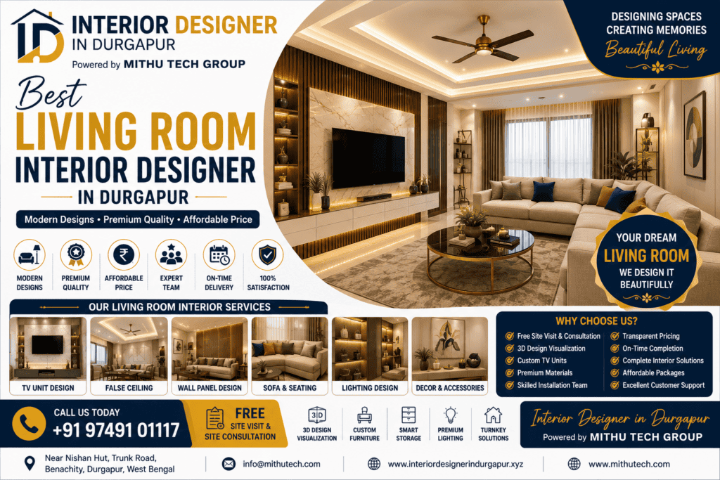 Best Living Room Interior Designer in Durgapur – Transform Your Living Space into a Luxurious Masterpiece - 2026