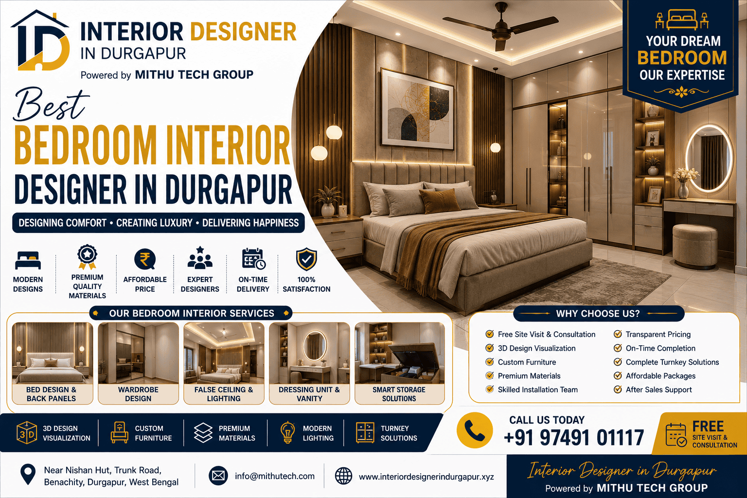 Best Bedroom Interior Designer in Durgapur – Create a Comfortable, Stylish & Relaxing Bedroom - 2026