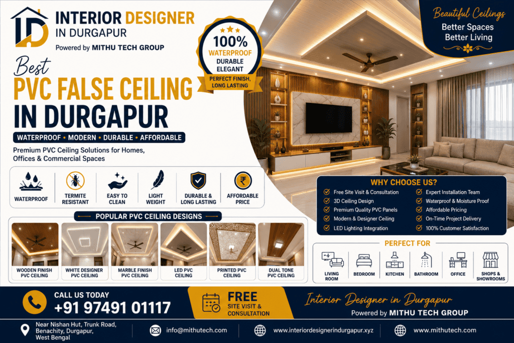 Best PVC False Ceiling in Durgapur – Modern, Waterproof & Affordable Ceiling Solutions - 2026