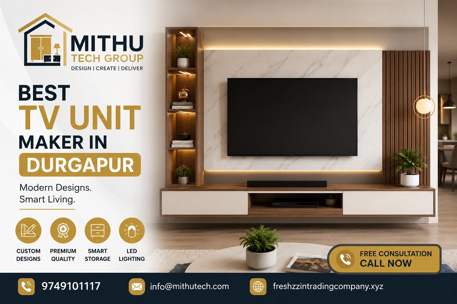 Best TV Unit Maker in Durgapur | Modern TV Unit Design for Home & Office | Mithu Tech Group - 2026