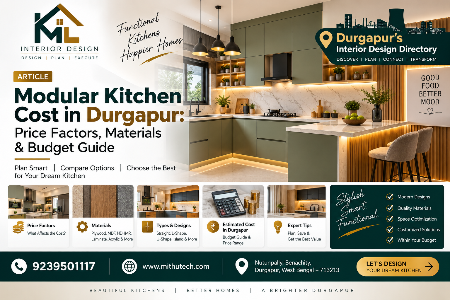 Modular Kitchen Cost in Durgapur: Price Factors, Materials & Budget Guide (2026)
