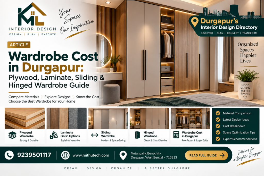 Wardrobe Cost in Durgapur: Plywood, Laminate, Sliding & Hinged Wardrobe Guide (2026)
