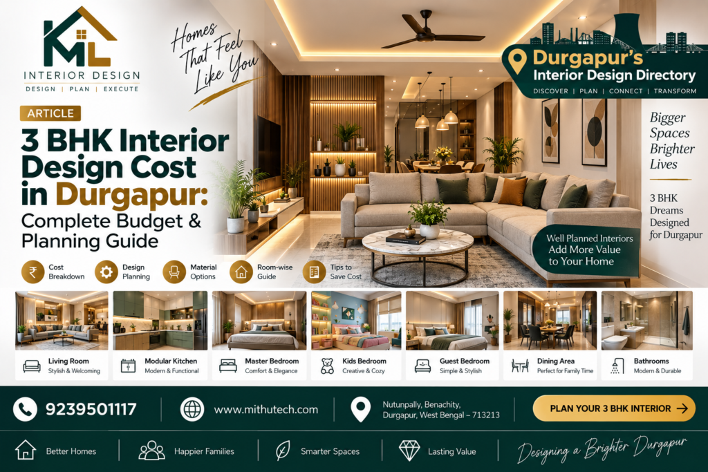 3 BHK Interior Design Cost in Durgapur: Complete Budget & Planning Guide