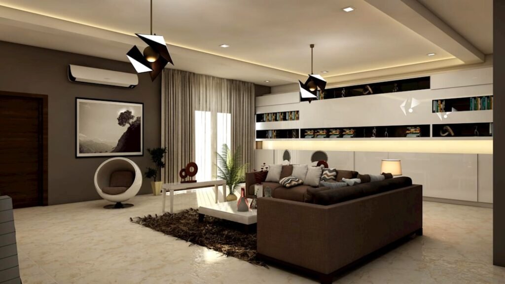 Home interior planning and design with modern furniture