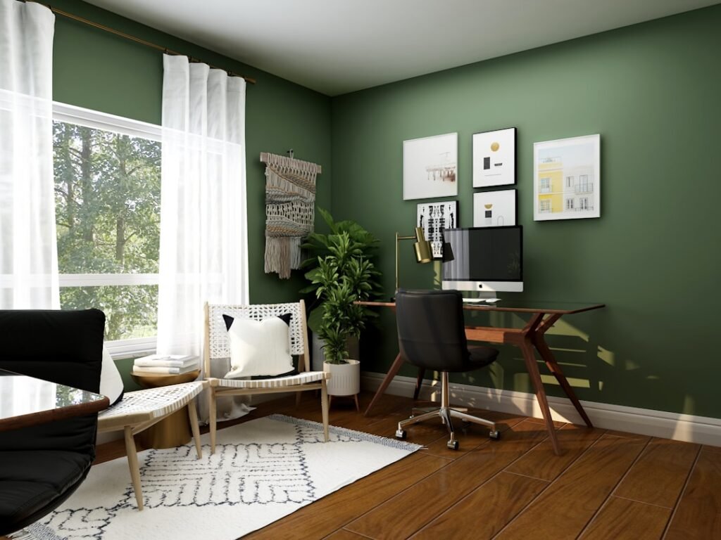 Balcony Interior in Durgapur: Layout Ideas 1 Home office interior design with wooden desk and modern workspace