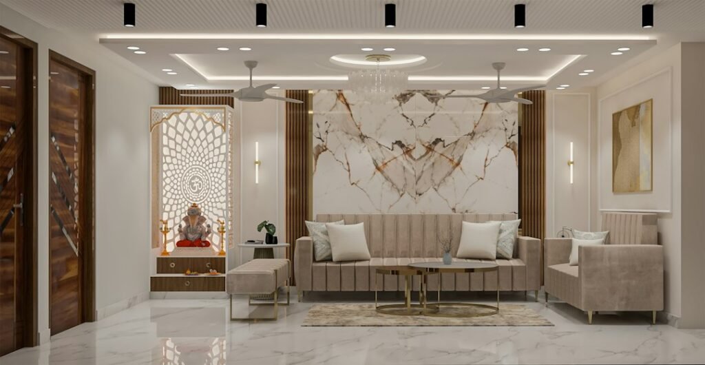Balcony Interior in Durgapur: Material Selection Guide 1 Modern home interior design with stylish living room furniture