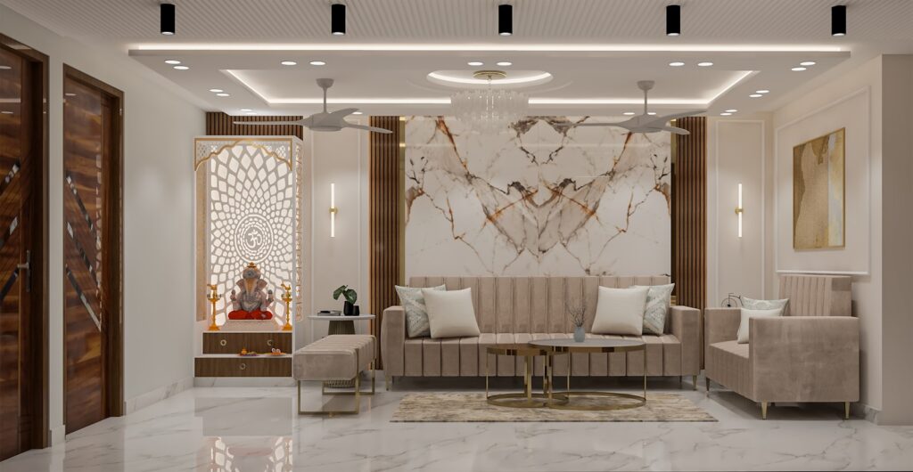 Premium modern living room interior design in Durgapur